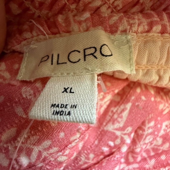 Pilcro Floral Mini Dress Smocked Open‎ Back Long Sleeve Pink XL - Picture 9 of 12